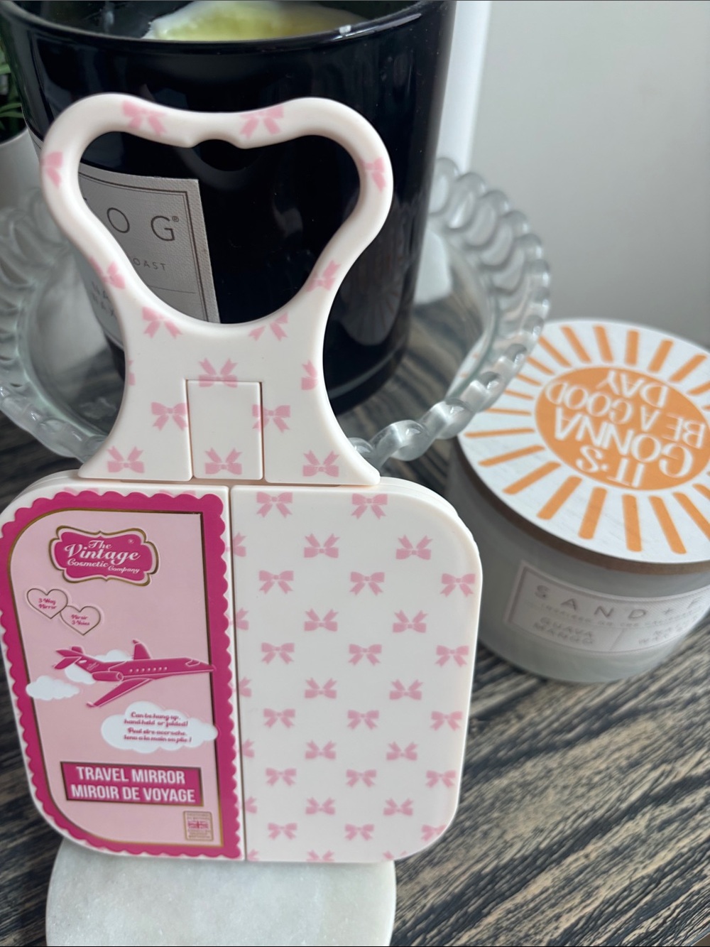 Pink Bow Travel Mirror